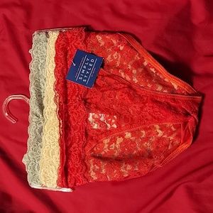 3 Pack Simply Styled Medium Lace Bikini Panties Red Grey Beige New
